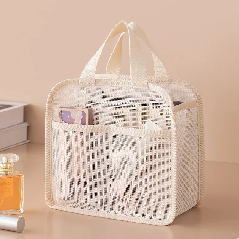 ensemble de trousses de maquillage en maille respirante 3 pièces, organiseur de toilette portable de voyage, rangement cosmétique étanche pour femmes et filles