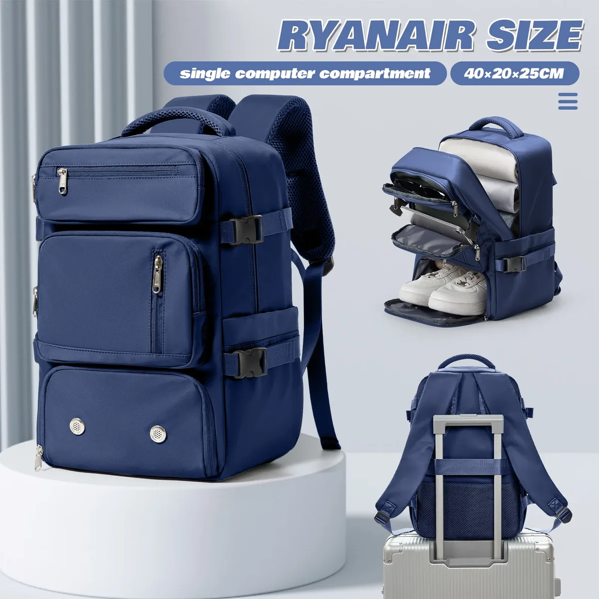 sac à dos ryanair 40x30x20, bagage à main, sac pour ordinateur portable, antivol, sac pour homme et femme, pour le sport, la randonnée, les voyages, sac de cabine