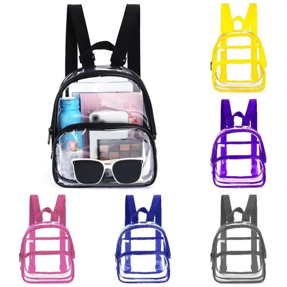 mini sac à dos transparent approuvé pour les stades, sac à dos en pvc transparent résistant et imperméable pour les concerts, les festivals, le travail et les voyages