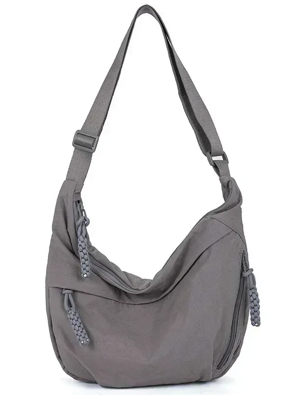 sac à bandoulière en tissu doux pour femmes, couleur unie, style étudiant décontracté, grands sacs à main, sacs hobos pour femmes