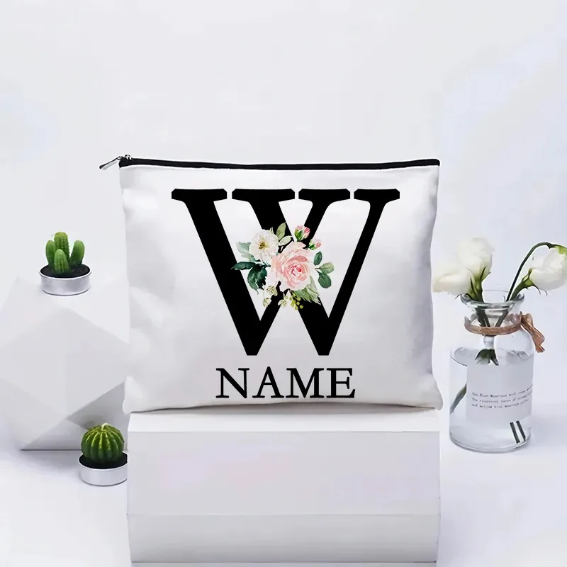 trousse de maquillage personnalisée avec nom, trousse de maquillage de voyage, trousse de maquillage de mariage, pochette cosmétique en toile pour fête, organisateur, cadeaux pour femme