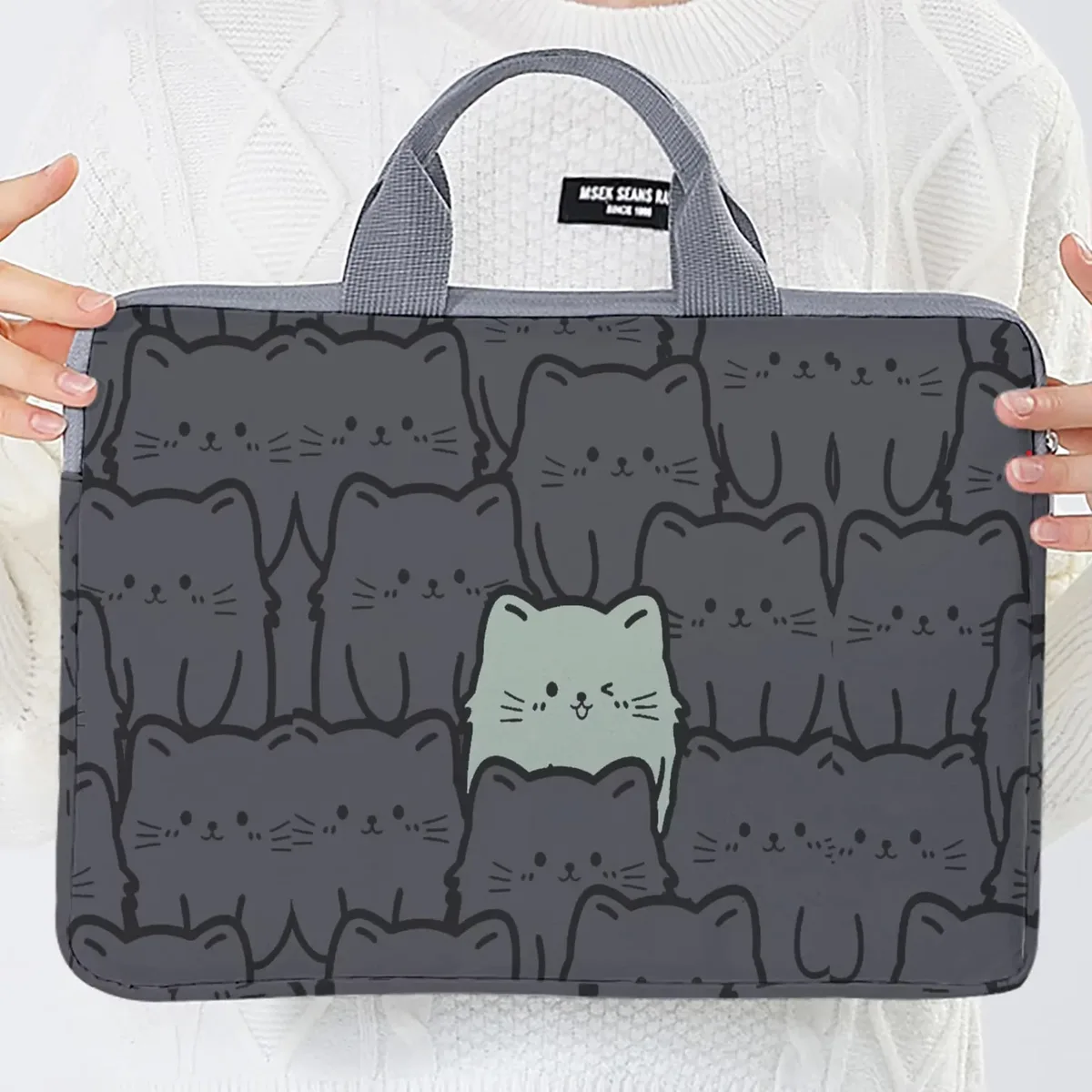 sac à main pour ordinateur portable avec imprimé chat, résistant aux chocs, sac de transport portable avec poignée pour ordinateur portable, voyage, école