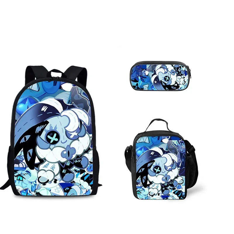 jeu de biscuits sac à dos étudiant ensemble de trois pièces ombre lait cookie périphérique sac à dos pour enfants sac de repas ensemble de trousse à crayons