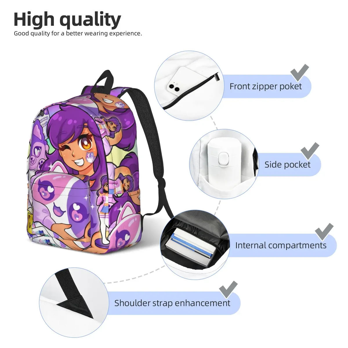 sac à dos de dessin animé a-aphmau pour enfants, sacs à dos pour l'école maternelle et la maternelle, sacs pour garçons et filles