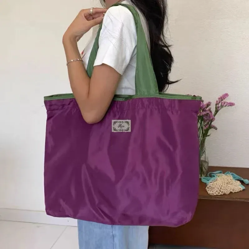 sac à bandoulière pliable tendance, imperméable, grande capacité, sac de rangement pour le shopping, écologique, portable pour un usage quotidien