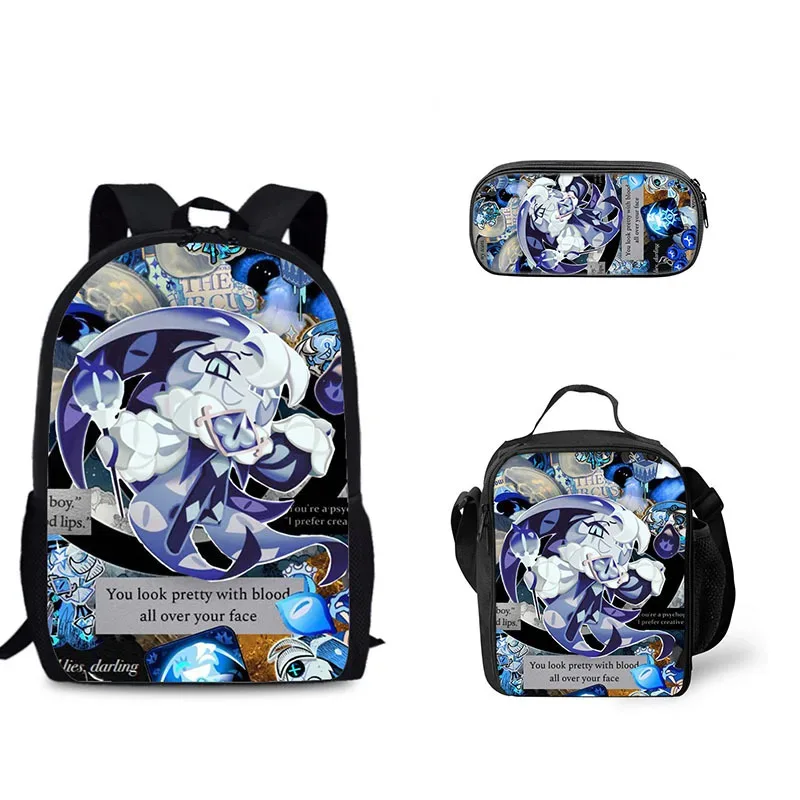 jeu de biscuits sac à dos étudiant ensemble de trois pièces ombre lait cookie périphérique sac à dos pour enfants sac de repas ensemble de trousse à crayons