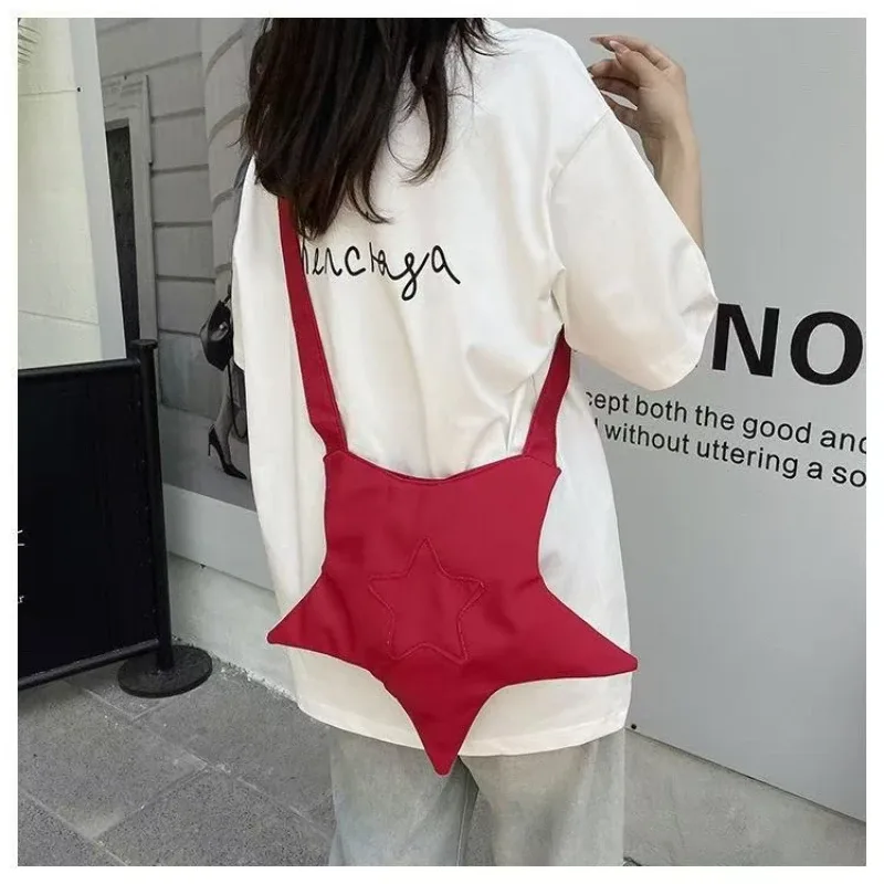 sac fourre-tout en forme d'étoile y2k pour femmes, sac à bandoulière décontracté en polyester doux, sac à main esthétique streetwear harajuku, multi-usage