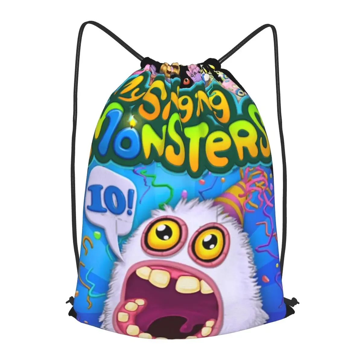 wubbox my singing monsters sacs à dos multifonctions avec cordon de serrage, sacs de sport, sacs à livres pour hommes, femmes, étudiants