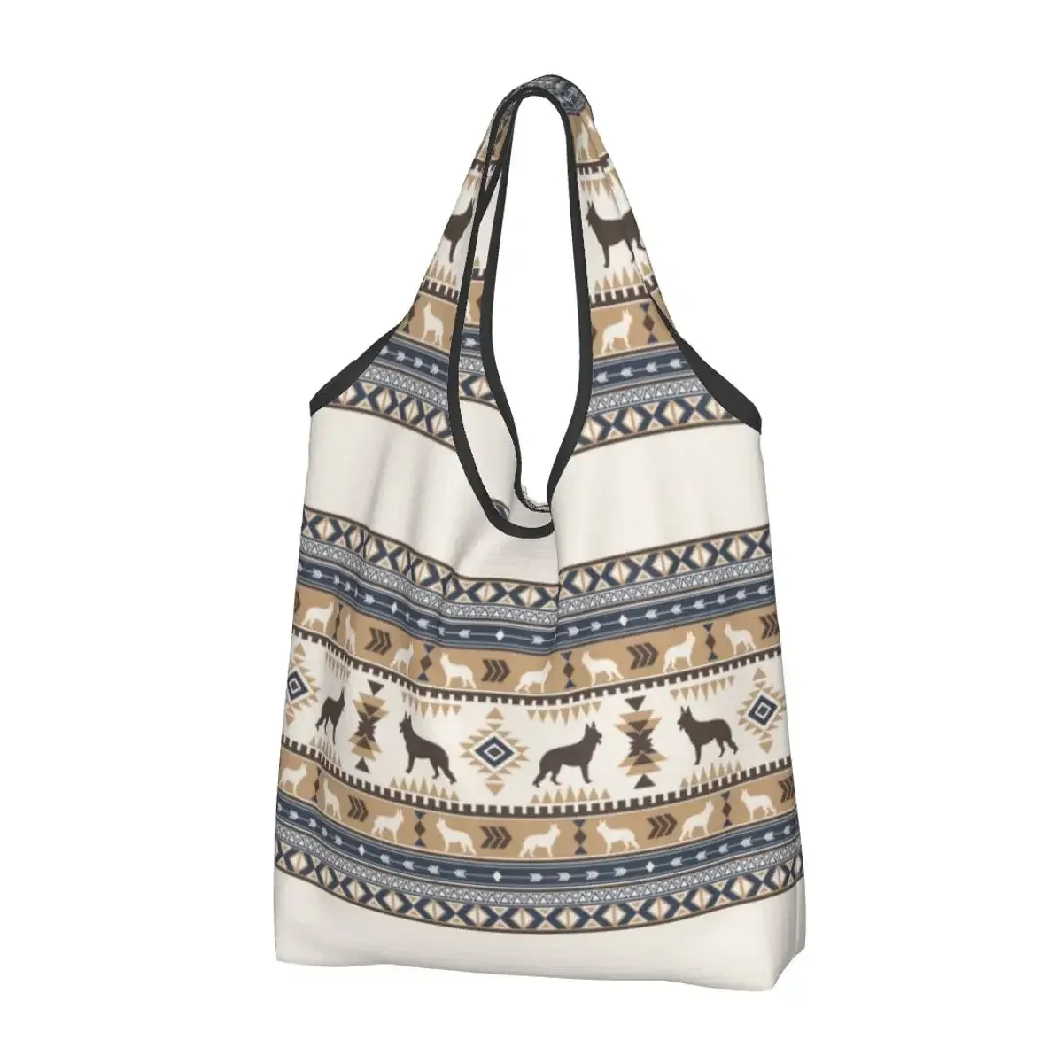 sac fourre-tout réutilisable pour femmes, sacs de courses d'épicerie portables, troupeau de contribuables allemands, sac à provisions pour amoureux des chiens, loup alsacien