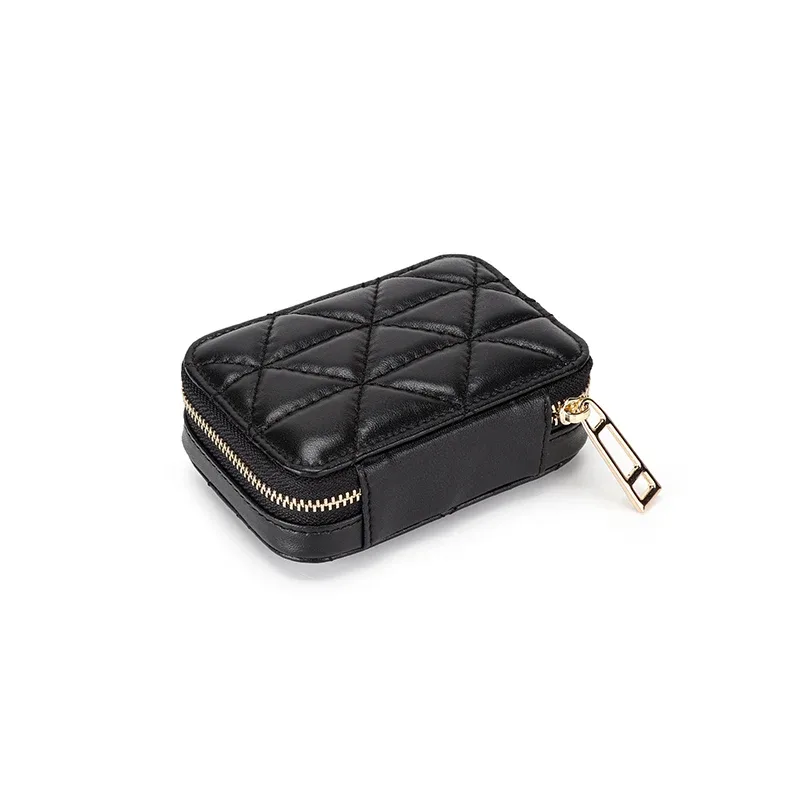 organisateur voyage cuir vache motif rayé blanc noir rose bleu carré zip décontracté cosmétiques maquillage