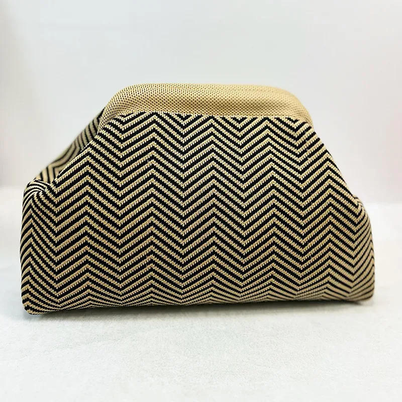 sac à main d'été pour la plage, sacs à main en crochet tissé pour femmes, sacs à main en tricot, pochette plissée, sac nuage mignon décontracté, sac colorblock