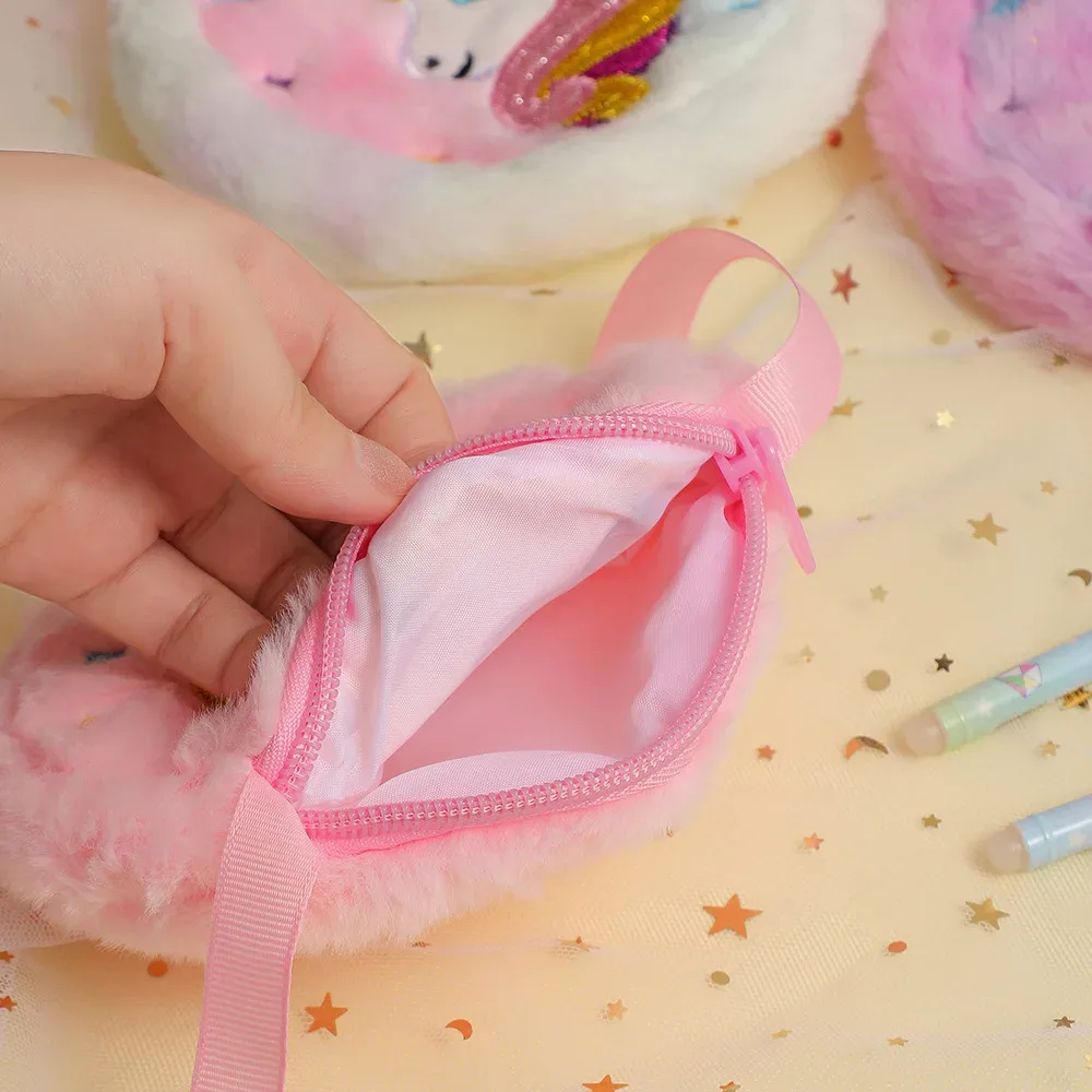 sac à bandoulière licorne de dessin animé pour enfants, 2 pièces, joli sac à bandoulière en peluche pour filles, petit sac à dos adapté aux cadeaux de vacances scolaires