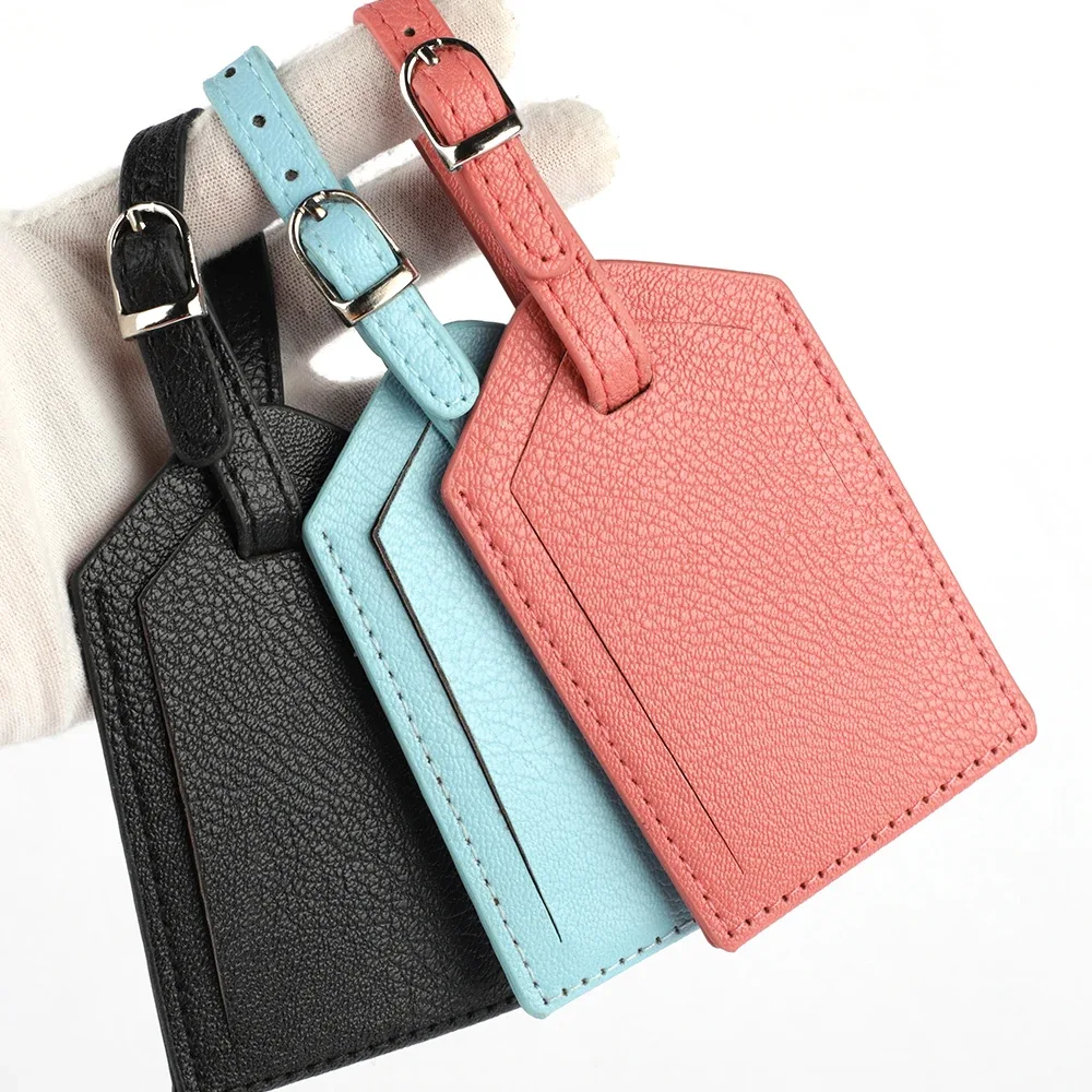 étiquettes de bagage en cuir pu, accessoires de voyage pour femmes et hommes, porte-nom et adresse pour valise, étiquettes d'embarquement, plusieurs couleurs disponibles