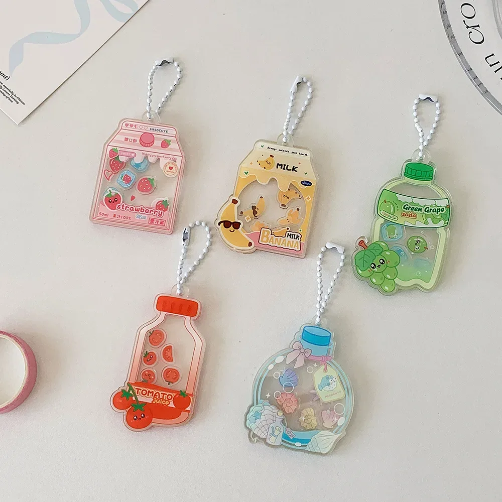 porte clés bouteille bulles tomate rouge plastique cartoon ornement décoratif accessoire cadeau sac dos jaune rose blanc verte bleue