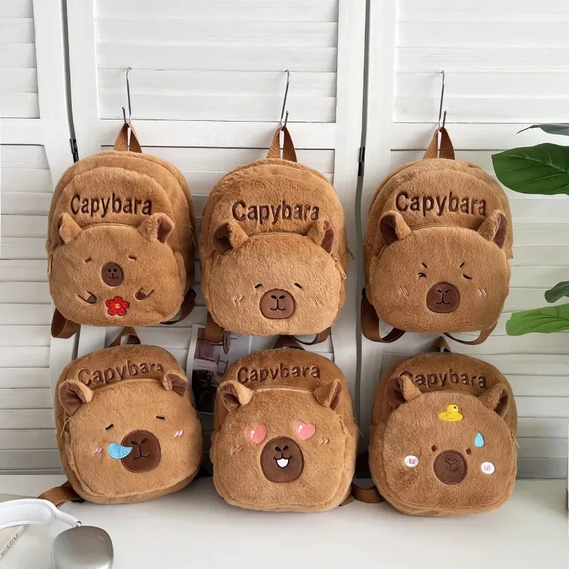 nouveau style sac à dos en peluche pour femmes, cadeau pour filles et enfants, sac à dos portable en peluche capybara, animaux de dessin animé mignons, sac à dos capybara