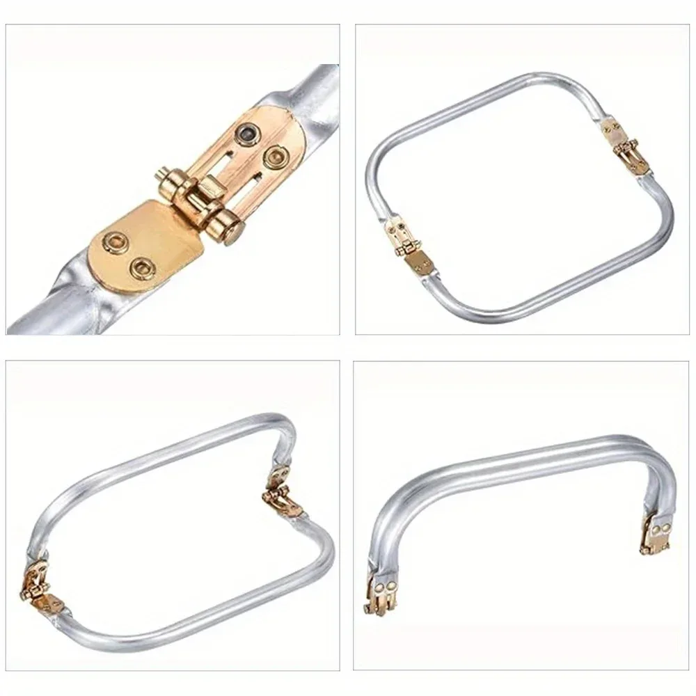 poignée verrouiller métal argenté finition brillante forme arrondie incurvée bouton doré fermoir pratique voyage sac pliable