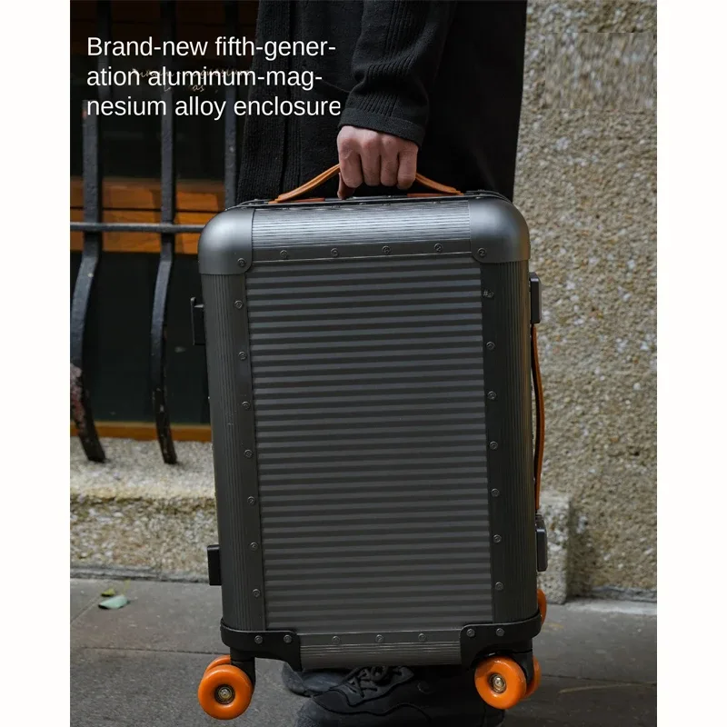 nouvelle valise en alliage d'aluminium-magnésium, 20 pouces, type tt, avec barre de traction et serrure tsa, valises métalliques 24/26 pouces