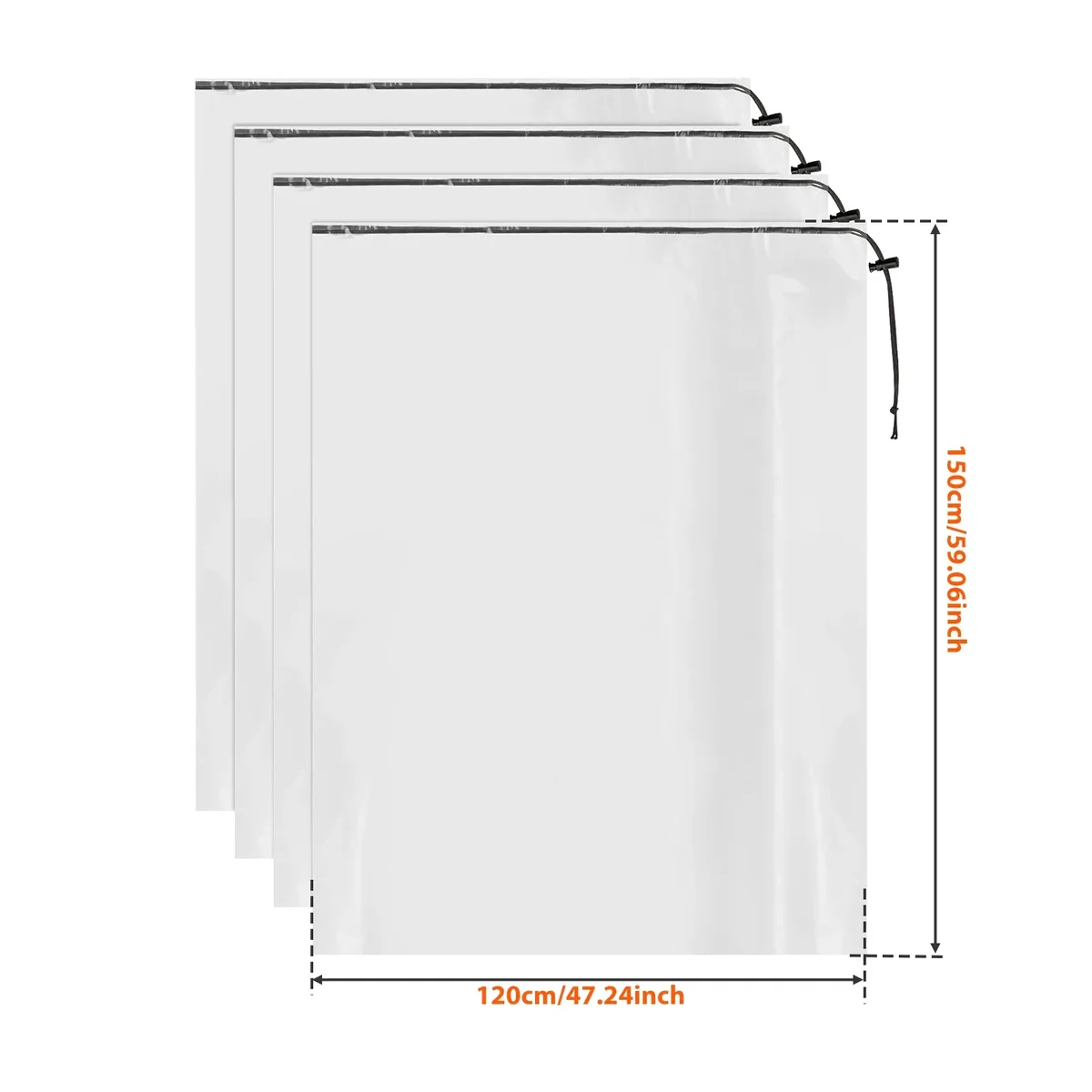 lot de 4 housses de protection transparentes pour valises avec cordon de serrage, sacs de rangement pour bagages, organiseurs de couvertures et de couettes, accessoires de voyage