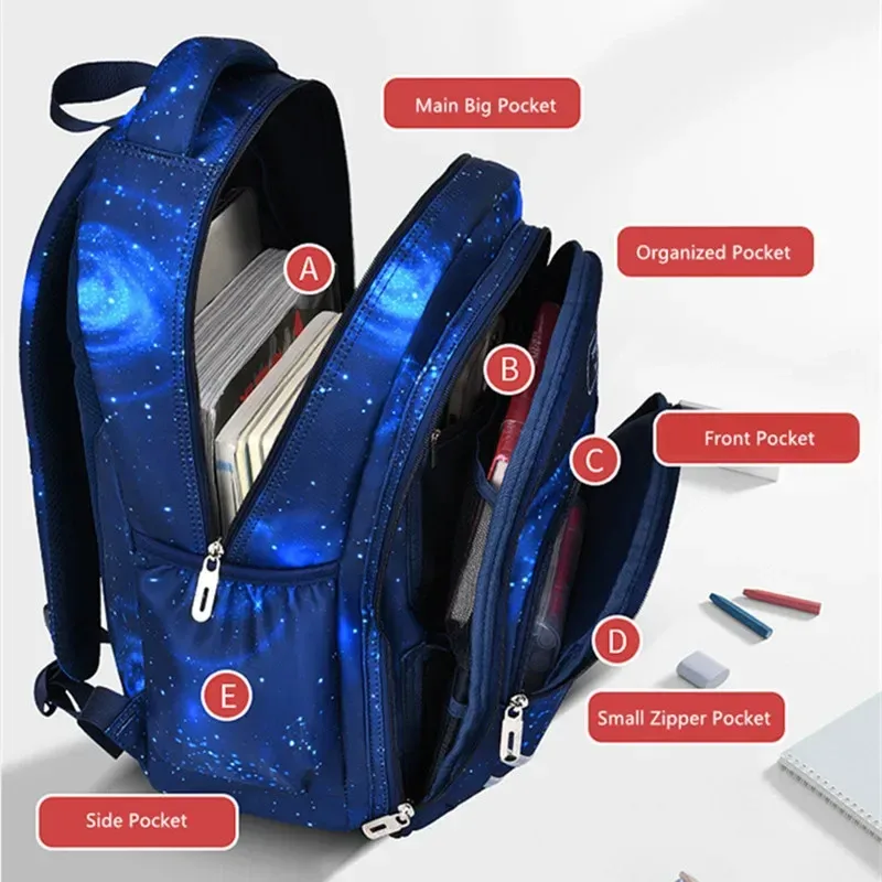 space star sac à dos d'école étanche pour garçons sacs d'école primaire de grande capacité sac de livre pour adolescents sac à dos de voyage pour étudiants