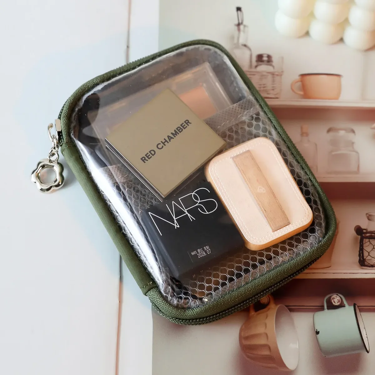 nouveau pochette cosmétique portable transparente pour rouge à lèvres, organisateur de voyage pour casque bluetooth et câble de recharge