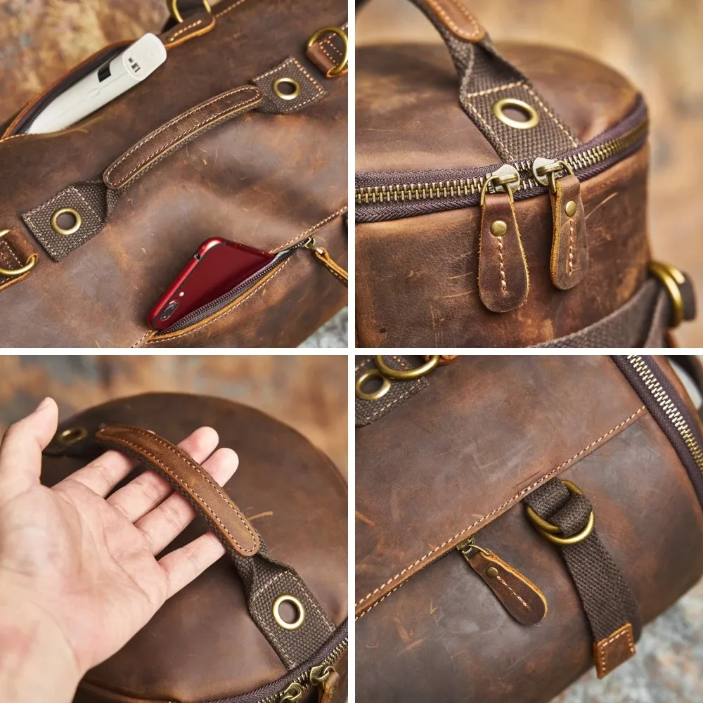 nasva-sac à dos multifonctionnel en cuir véritable pour homme, sac à bandoulière vintage, sac à main fourre-tout à intervalles