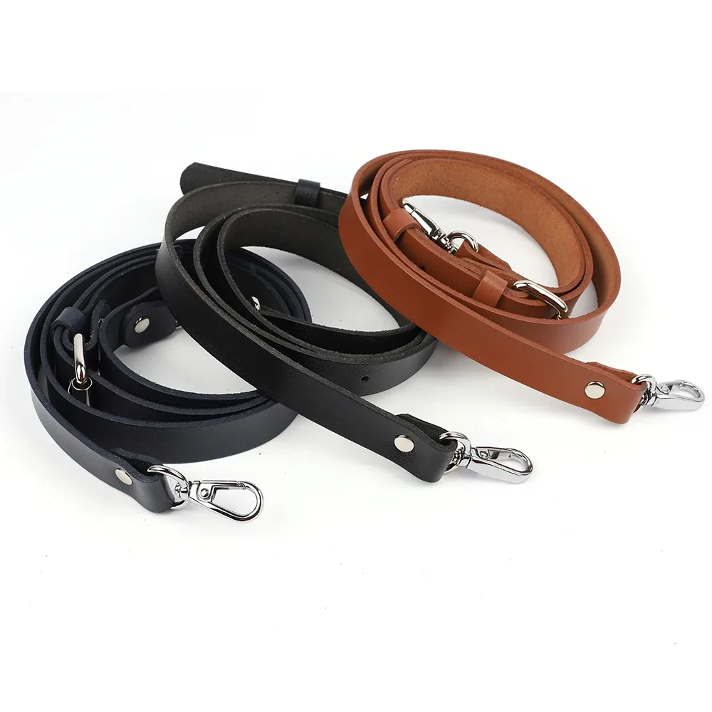 sangle de sac réglable en cuir de vachette de 127 cm de long, noir et brun, largeur 2 cm, pour sac bandoulière, accessoires de remplacement pour sac à main