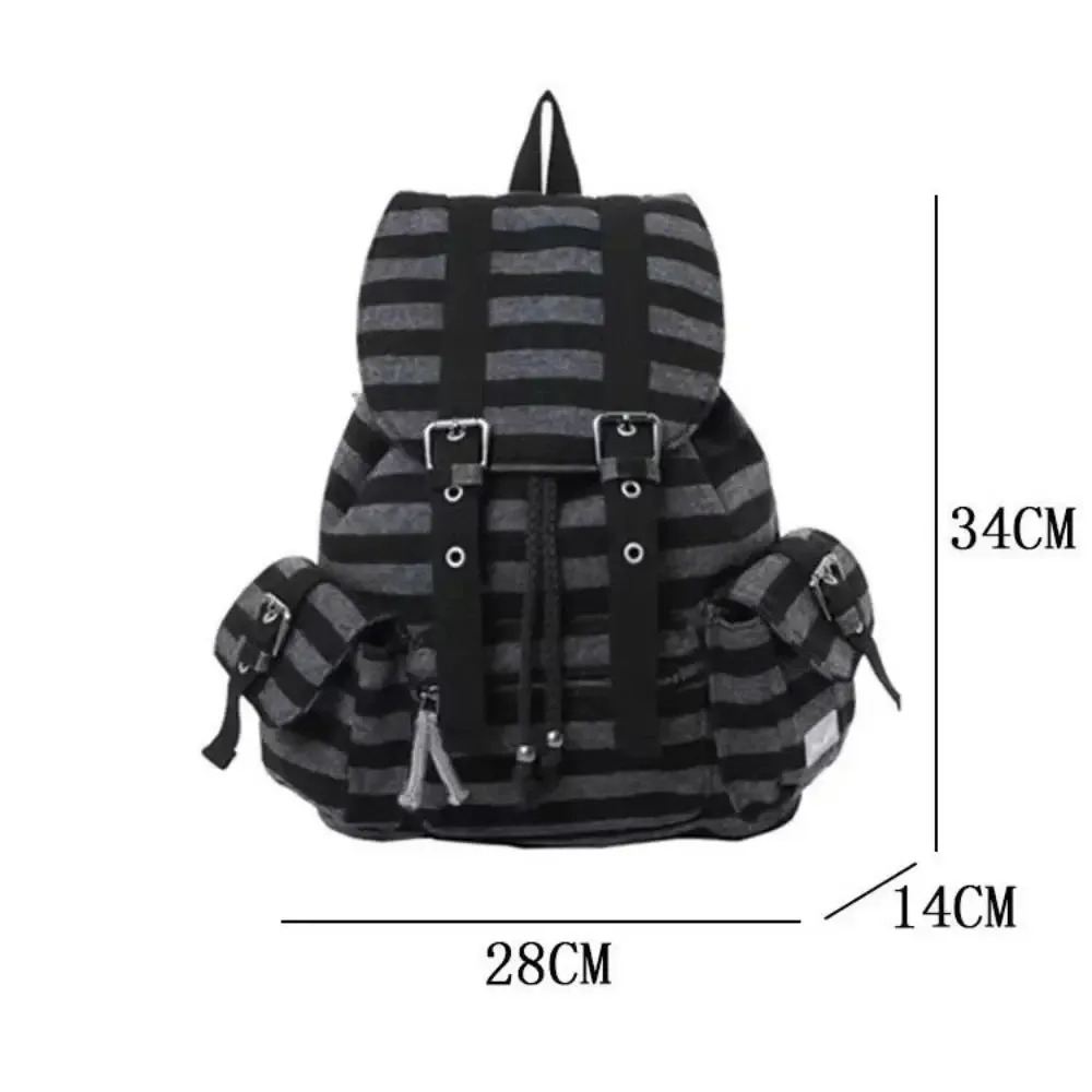 sacs à dos décontractés de style coréen unisexe, sacs à livres à rayures plates, sacs fourre-tout souples, conception de grande capacité, proximité, wstring