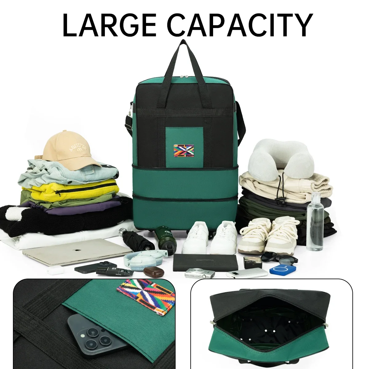 sac de voyage de style sac à dos en tissu oxford de grande capacité, adapté aux voyages mondiaux et aux expéditions de bagages, pour les deux sexistes