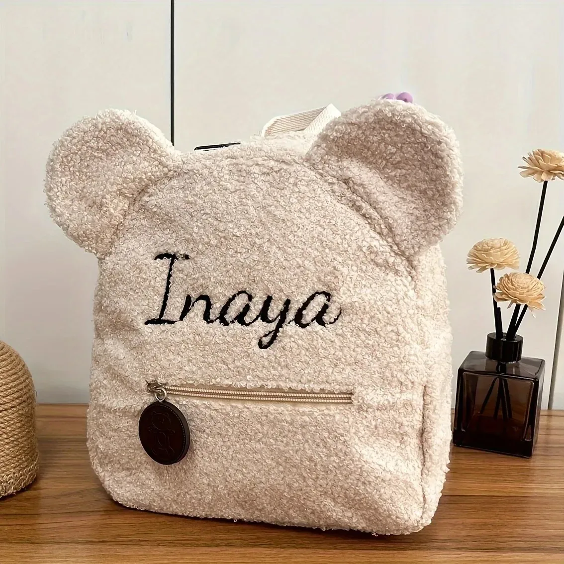sac à dos personnalisé avec nom, sac à dos pour enfants avec nom, sac à dos pour tout-petits avec ours en peluche, sac à dos moelleux personnalisé pour enfants