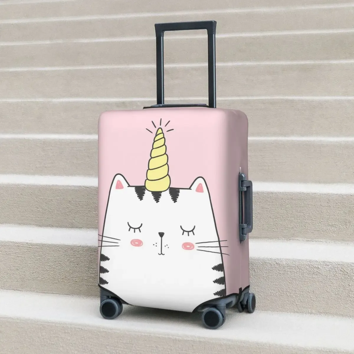 Juste de valise chat mignon avec corne de Nairobi Orn, protection de vol, fournitures de bagages pratiques, anime, affaires