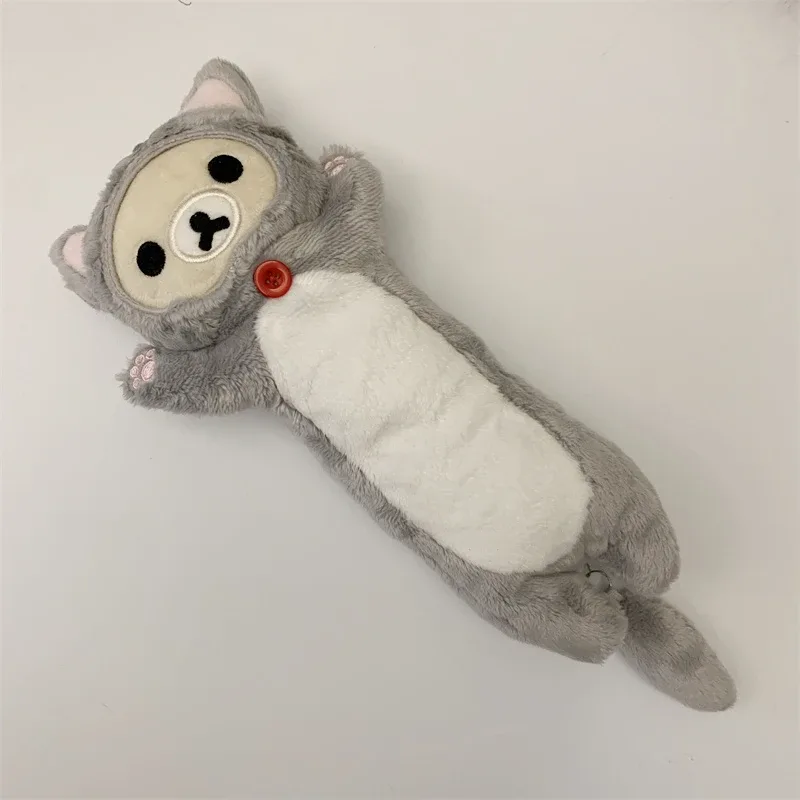 étui à crayons en peluche rilakkuma cat, trousse à crayons pour filles, sac à crayons, dessin animé kawaii, étuis à crayons mignons pour l'école