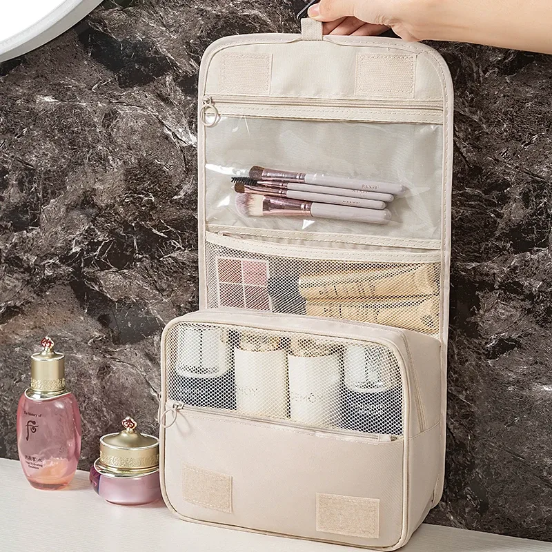 sac de lavage à crochet de voyage multifonctionnel, sac de rangement de cosmétiques