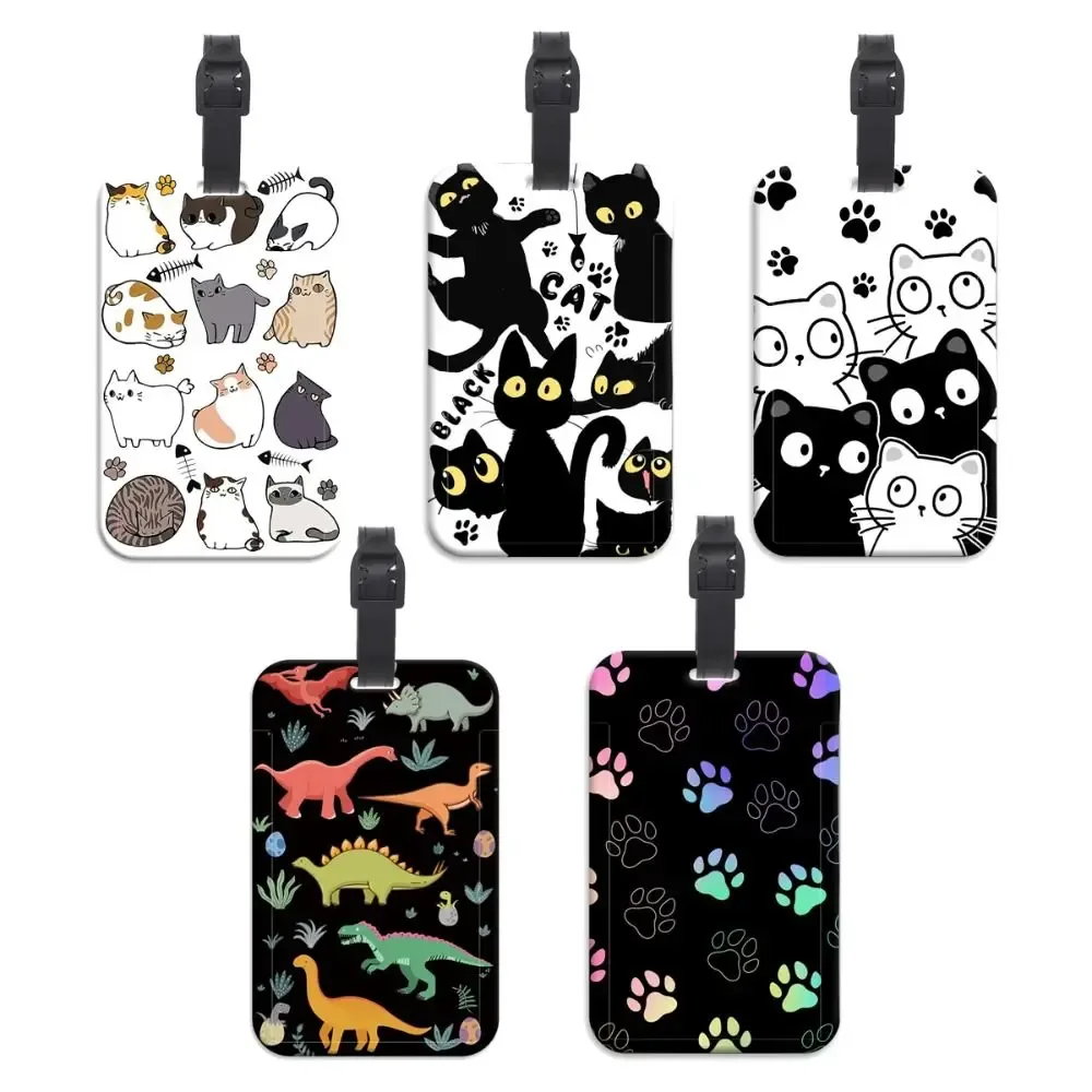 étiquette de bagage en plastique anti-perte, valise artistique, sac à dos, corde suspendue, porte-carte d'identité, porte-badge de chats mignons