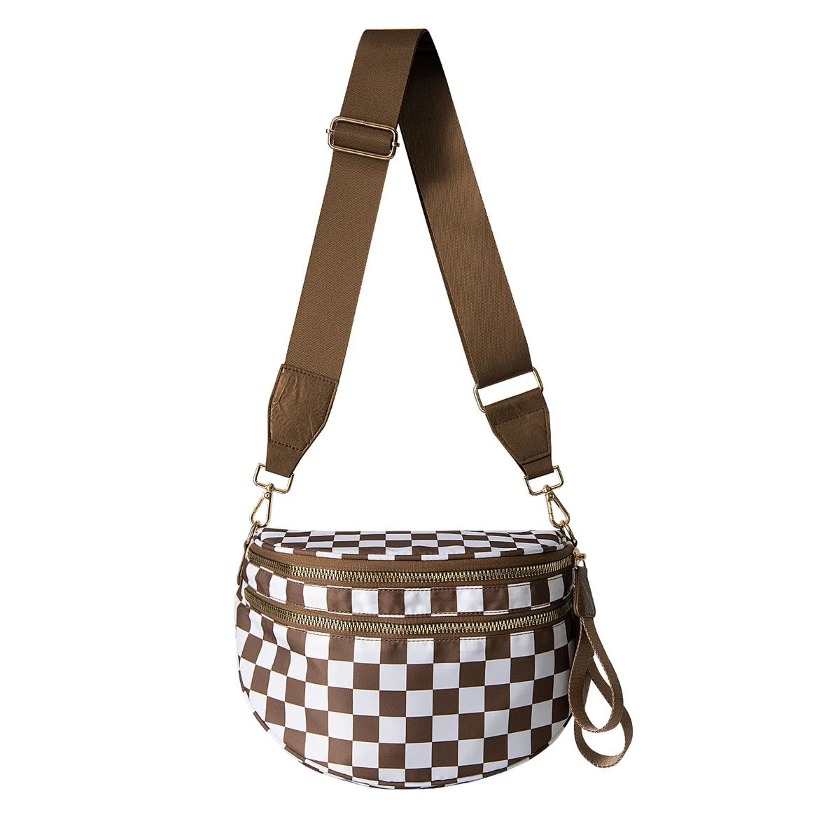 doyogi noir et blanc à carreaux spacieux bum sac sacs à bandoulière pour femmes en nylon essentiels de voyage sac de maman sac à couches pour maman
