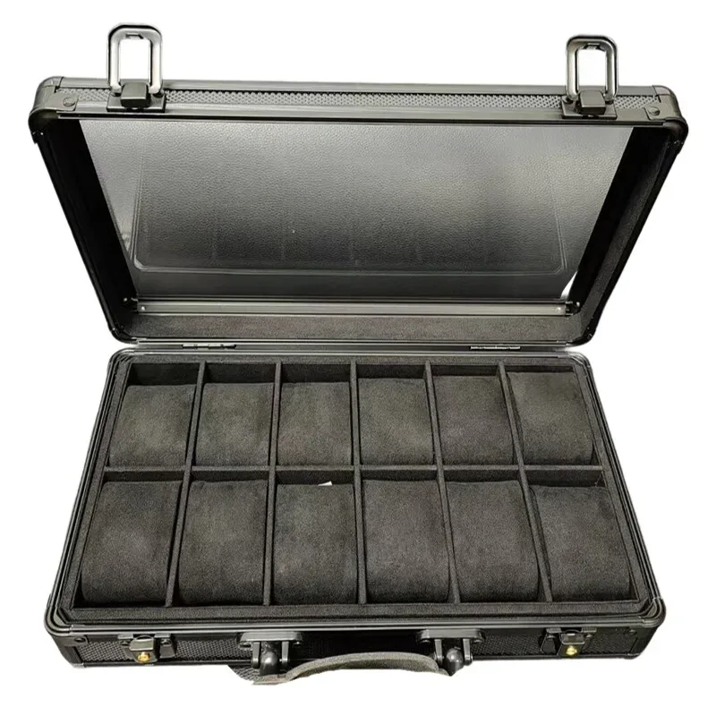 porte documents plastique aluminium frame polyester doublure noir vert dore commerce loquet poignée dure 14 pouces unisexe