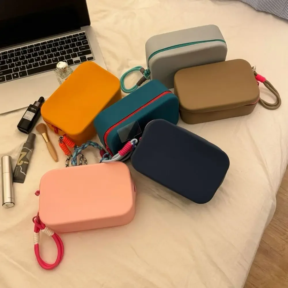 pochette à fermeture éclair, sac de rangement en silicone, porte-carte de crédit, sacs de rouge à lèvres, porte-maquillage en silicone, étanche, grande capacité