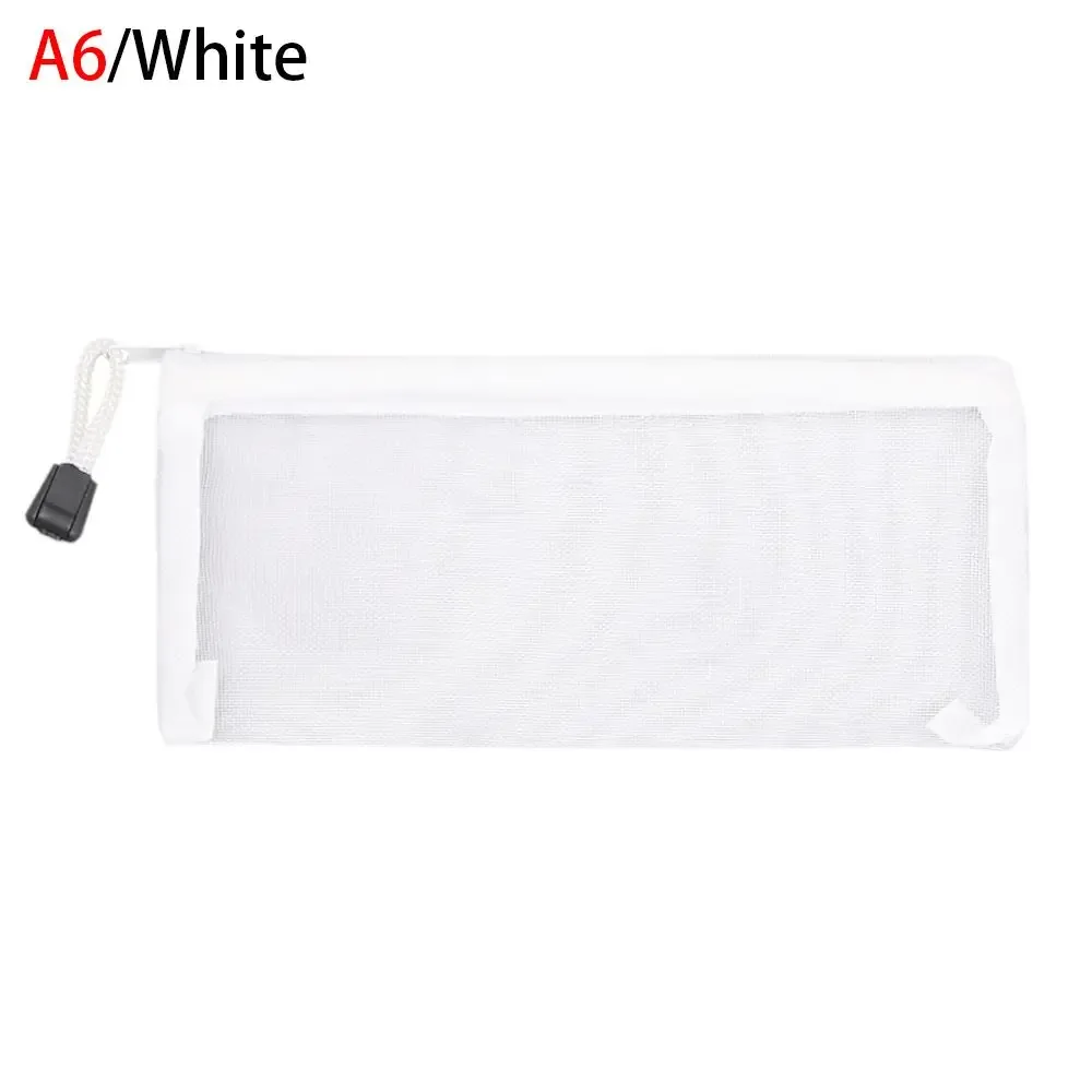 1 pièce trousse de rangement en nylon couleur unie, transparente à grille, avec fermeture éclair, pour papeterie, maquillage, monnaie, cosmétiques et stylos