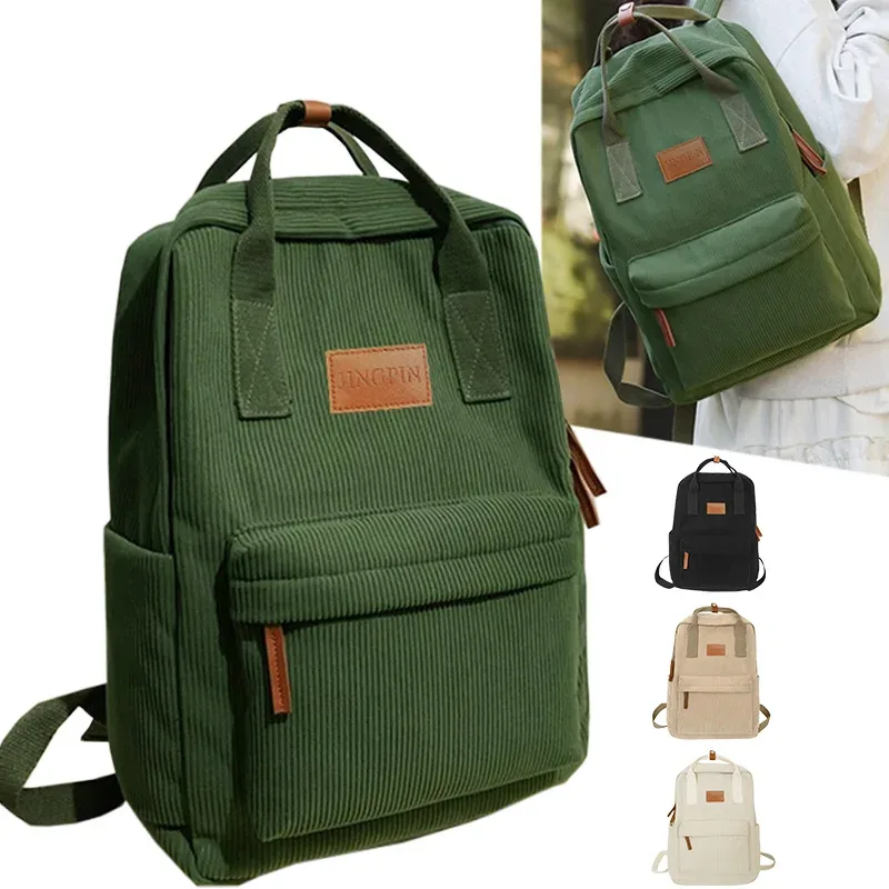 sac à dos élégant en velours côtelé, multicolore, sangle réglable, léger pour un usage quotidien, décontracté, fonctionnel, élégant, simple