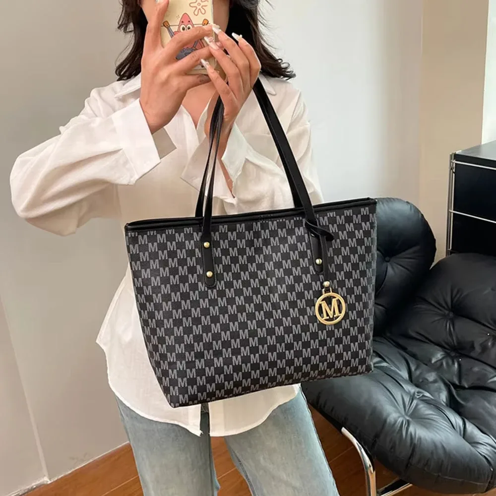 sac à bandoulière polyvalent de grande capacité avec imprimé lettres, sac à main de luxe de marque tendance rétro, sac fourre-tout pour les navetteurs