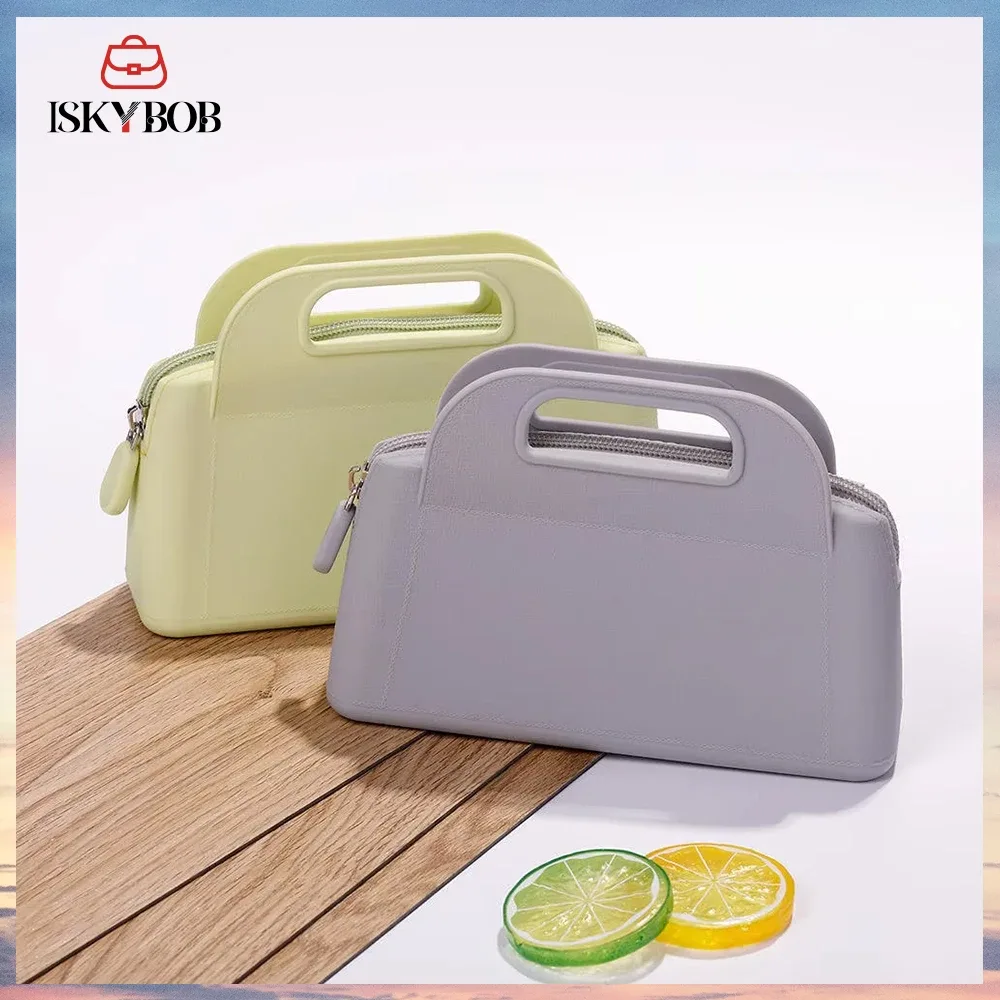 sac de rangement de cosmétiques en silicone, sac à main portable de voyage, organisateur de produits de toilette, sacs de maquillage à fermeture éclair, pochette étanche multifonctionnelle