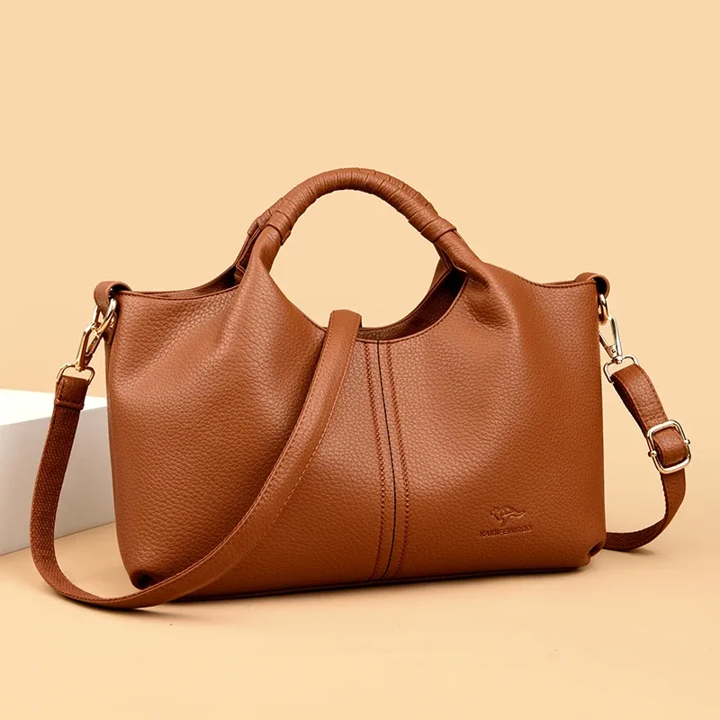 sac fourre-tout en cuir authentique pour femmes, fourre-tout de luxe de grande capacité, sacs à bandoulière diagonale à une épaule, sac à main simple à la mode