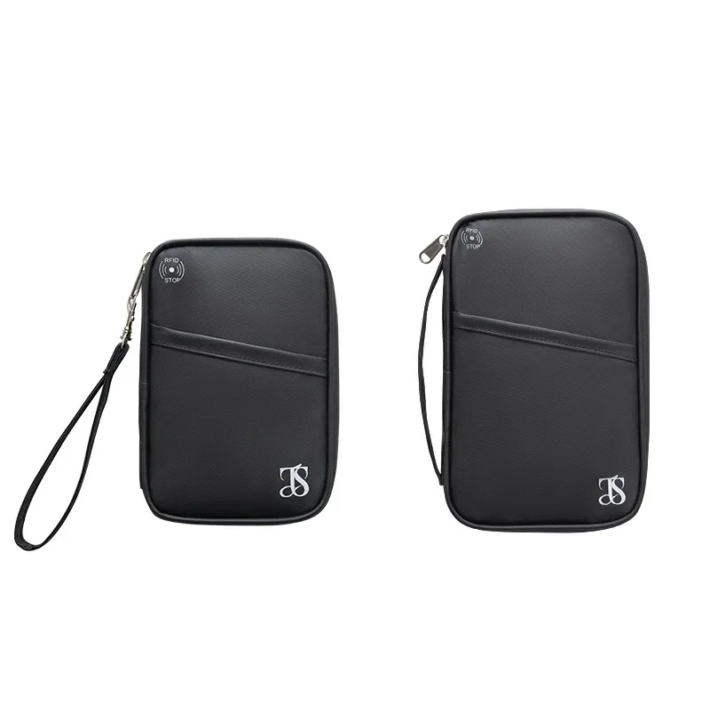 organisateur de documents de voyage avec blocage rfid, organiseur de documents multi-emplacements avec fermeture éclair, étui pour cartes de crédit en cuir pu pour hommes et femmes