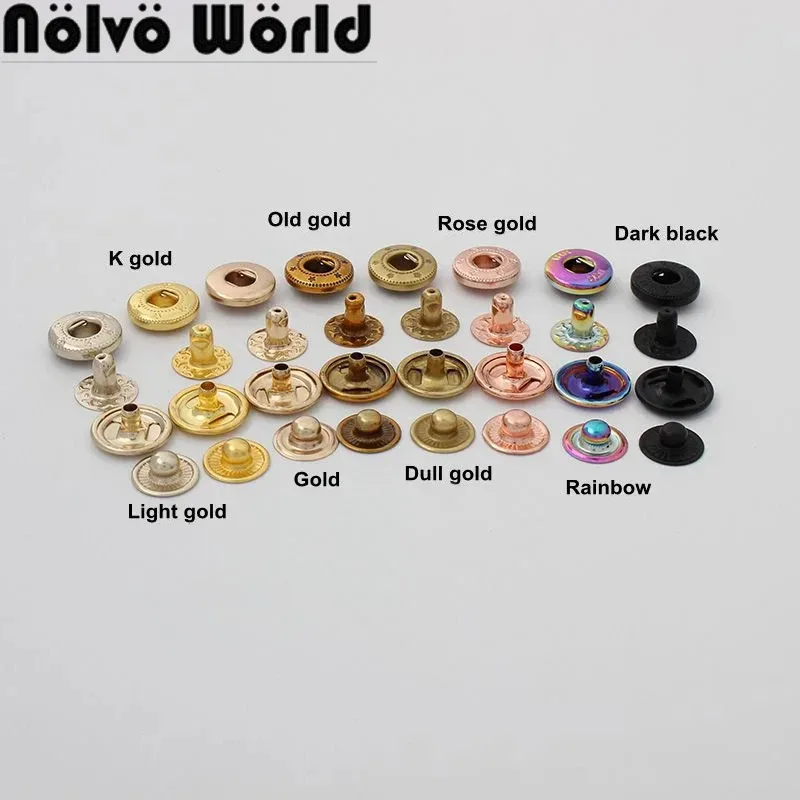 lèvent pression décoratifs en cuivre arc-en-ciel pour vêtements et sacs à dos, boutons à pression en métal, 10 couleurs, 12mm, 20-100 ensembles