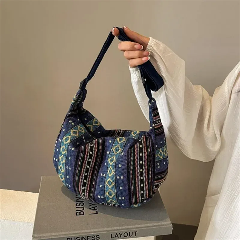sac à bandoulière de style tribal, bandoulière pliable avec fermeture à glissière, motif rayé, thème drapeau, bord lavable à la main, doublure peinte