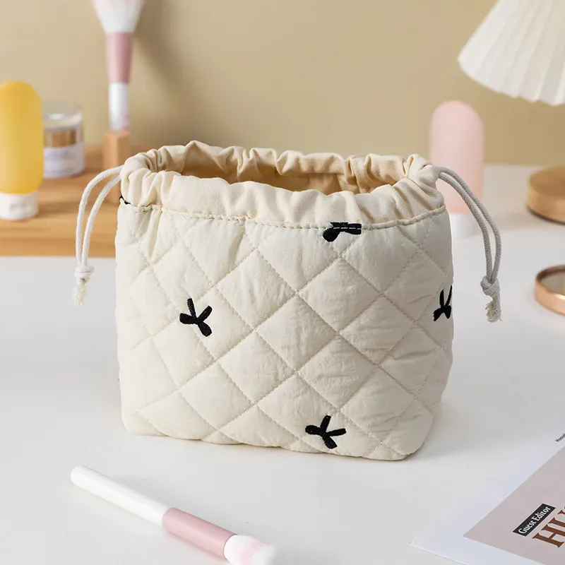 sac de rangement portable de voyage grande capacité avec cordon de serrage, en forme de coquille, mignon, de niche, pochette de rangement polyvalente en coton