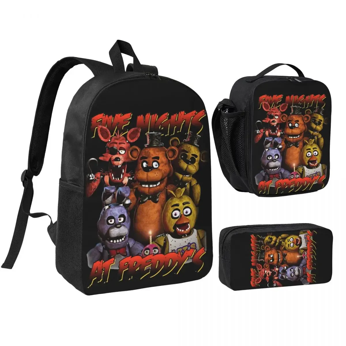 sac dos polyester noir motif clown stylistique bourse déjeuner trousse stylos accessoires voyage étudiant retour école portable