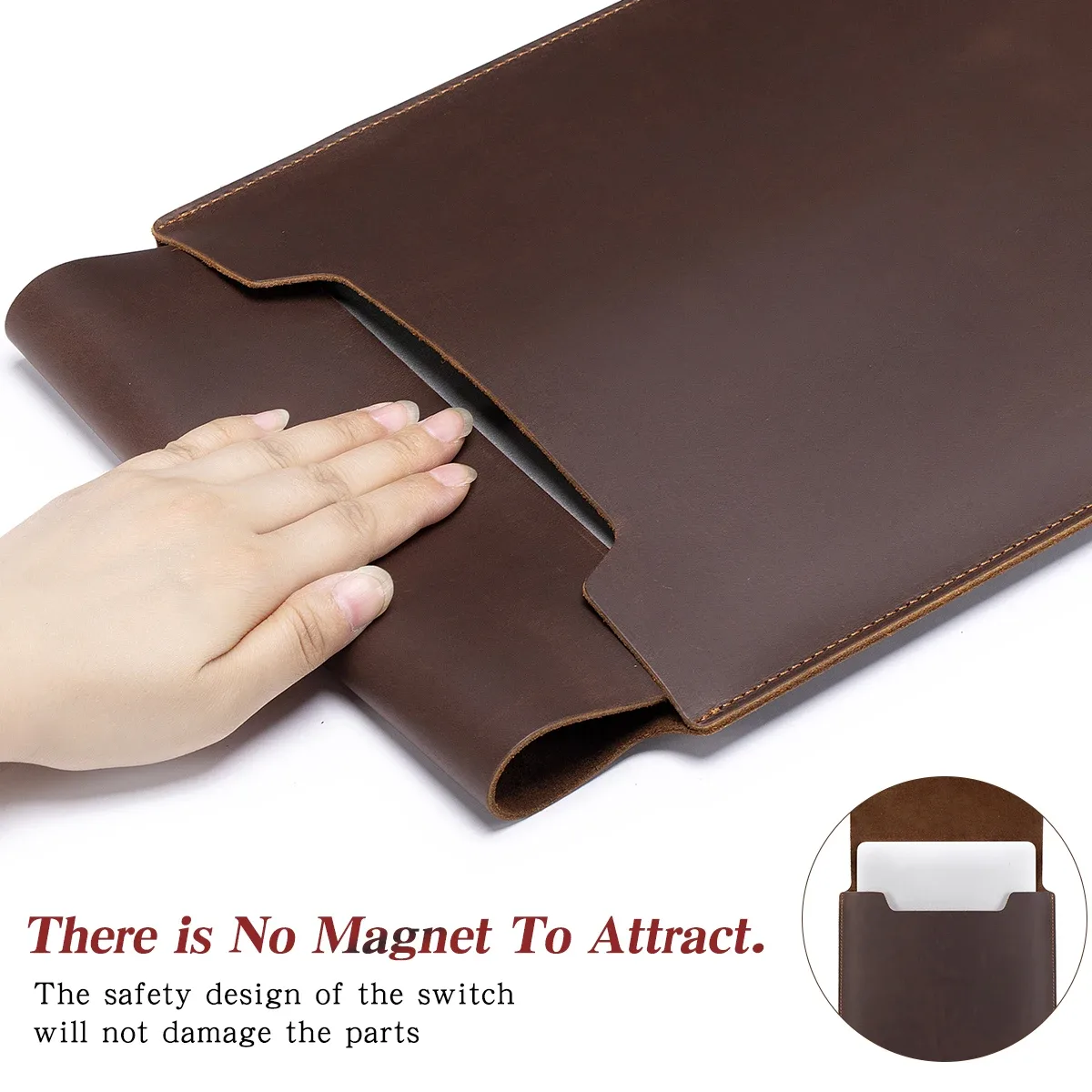 housse pour ordinateur portable en cuir véritable, fine et protectrice, pour macbook air/pro de 15/15,6 pouces