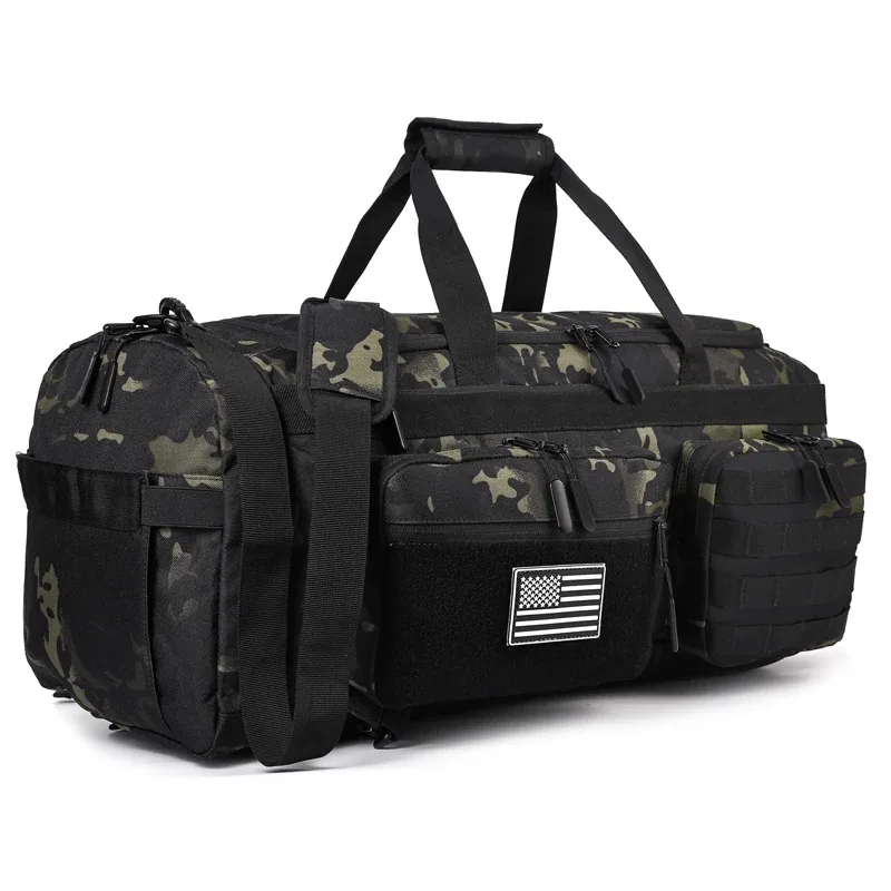 sac de voyage 3 en 1 de 50l pour hommes, grand sac de sport, sac à dos tactique militaire avec compartiment pour chaussures et poche étanche