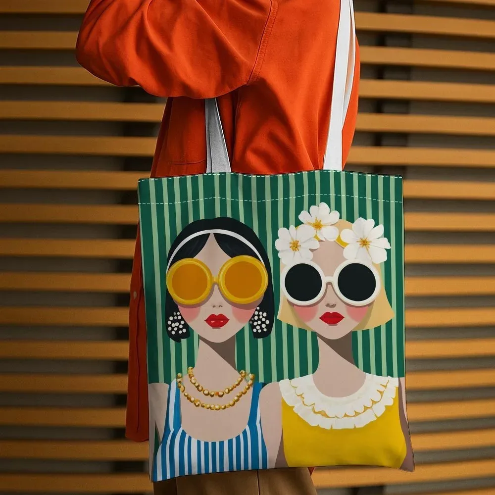 sacs à bandoulière imprimés aux couleurs vives avec motifs de couronnes florales, sacs de courses réutilisables, sacs à main pour femmes, usage quotidien