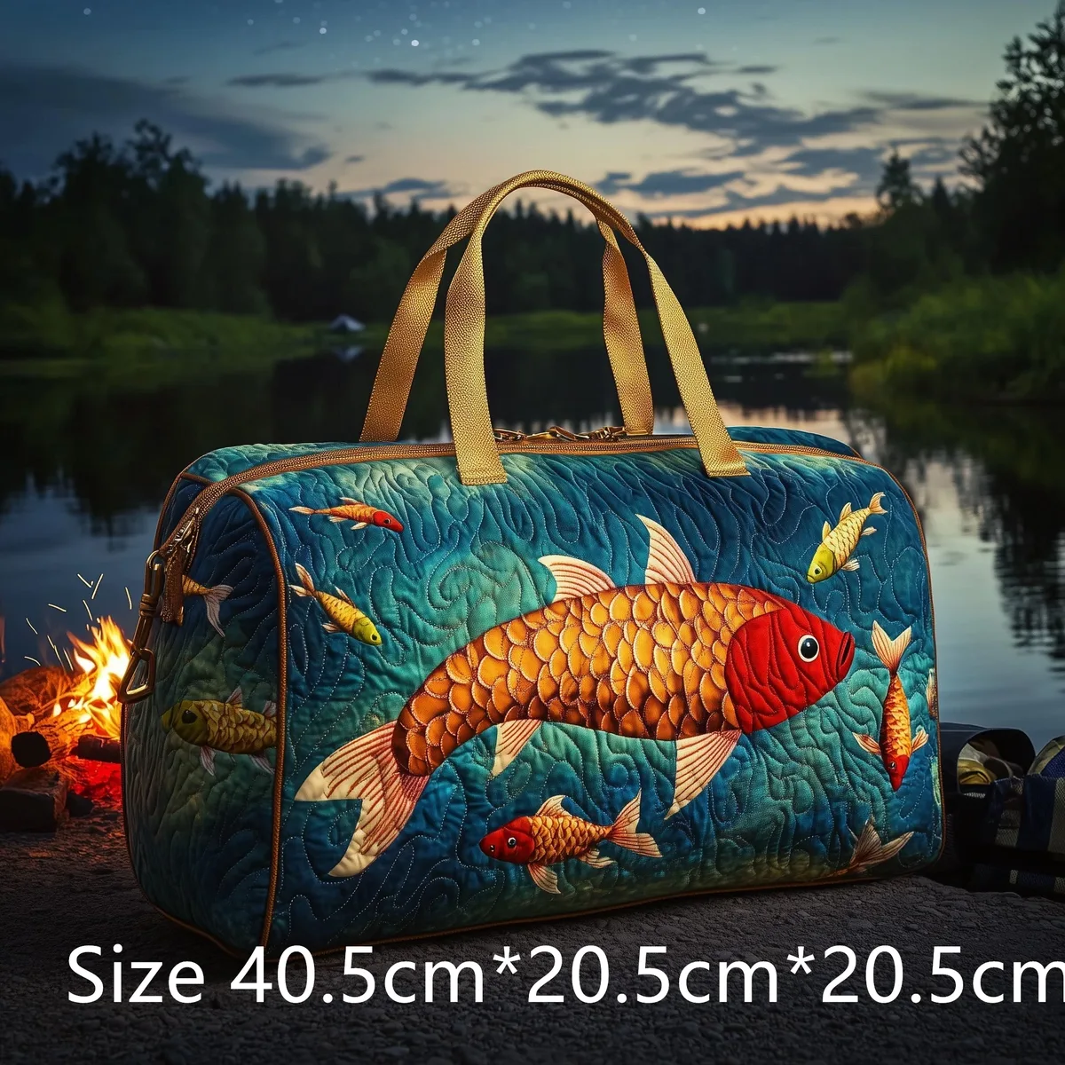 sac de voyage matelassé pour la pêche à la truite, sac de sport imperméable pour l'extérieur avec imprimé poisson 3d, sac de week-end pour le camping, cadeau pour pêcheurs